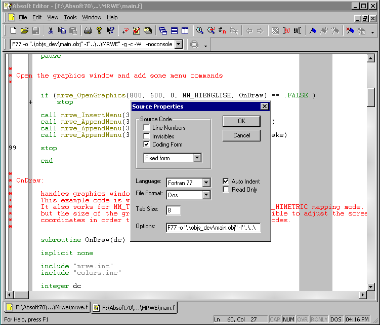 Absoft ProFortran Screen Shots